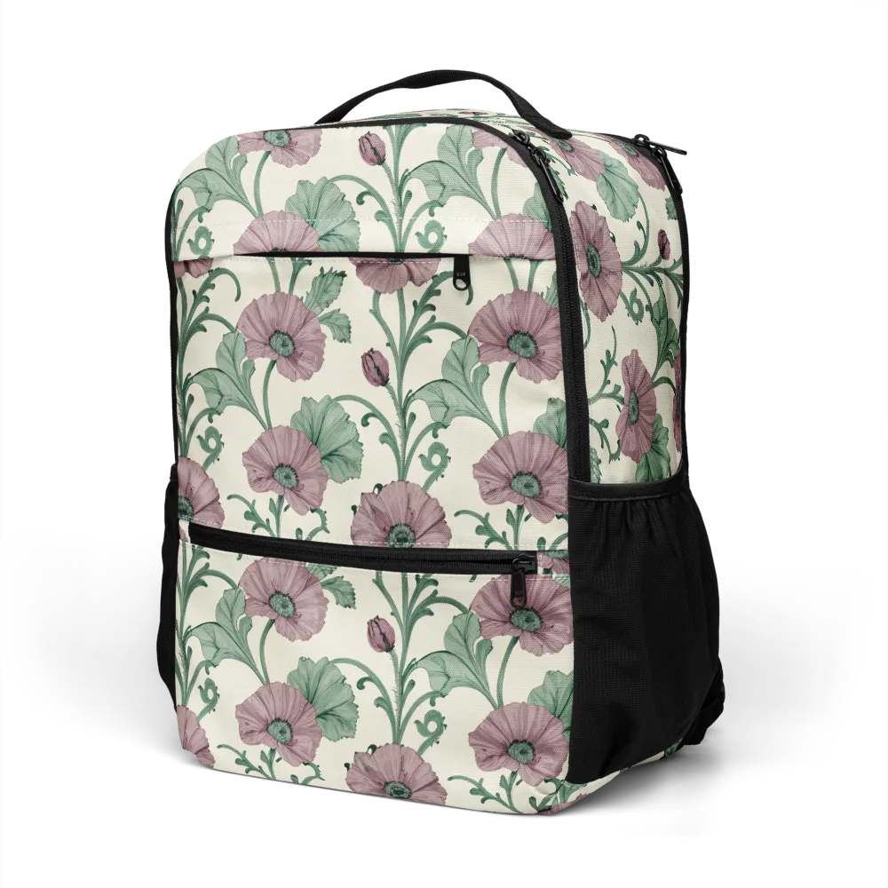 Mauve Poppy Reverie on Utility Backpack — Left Front