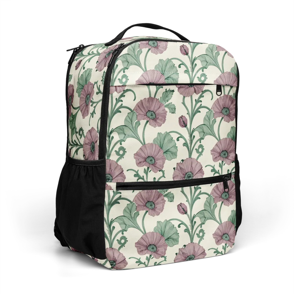Mauve Poppy Reverie on Utility Backpack — Right Front