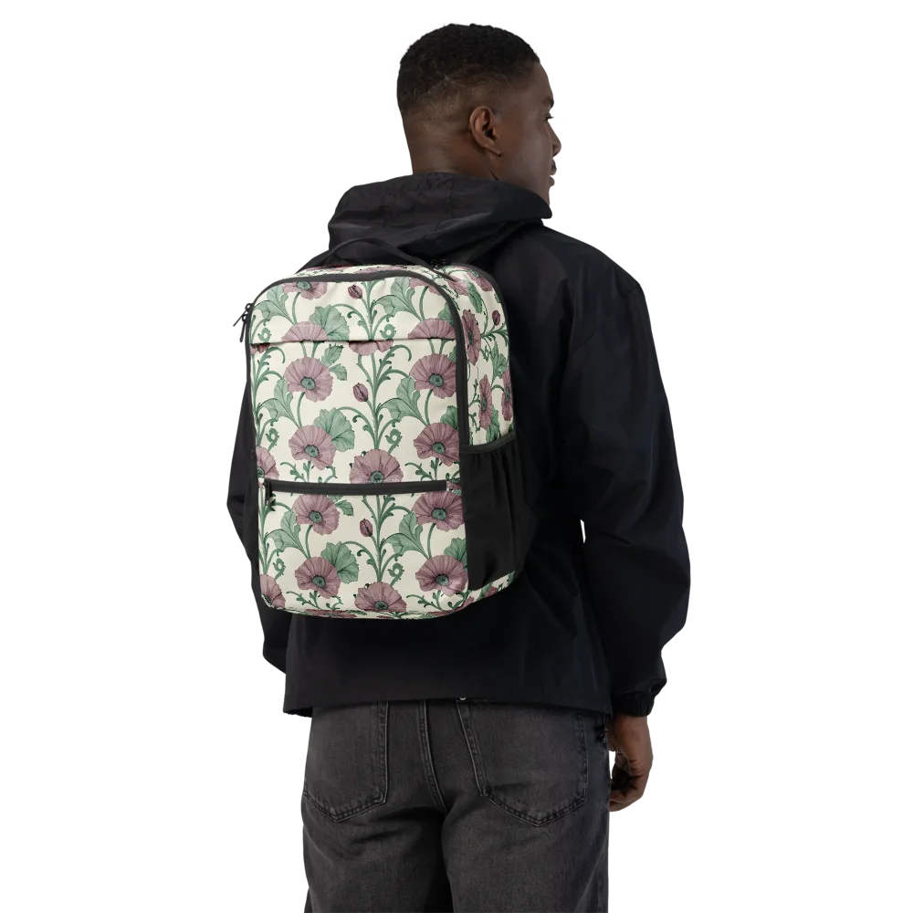 Mauve Poppy Reverie on Utility Backpack — Back