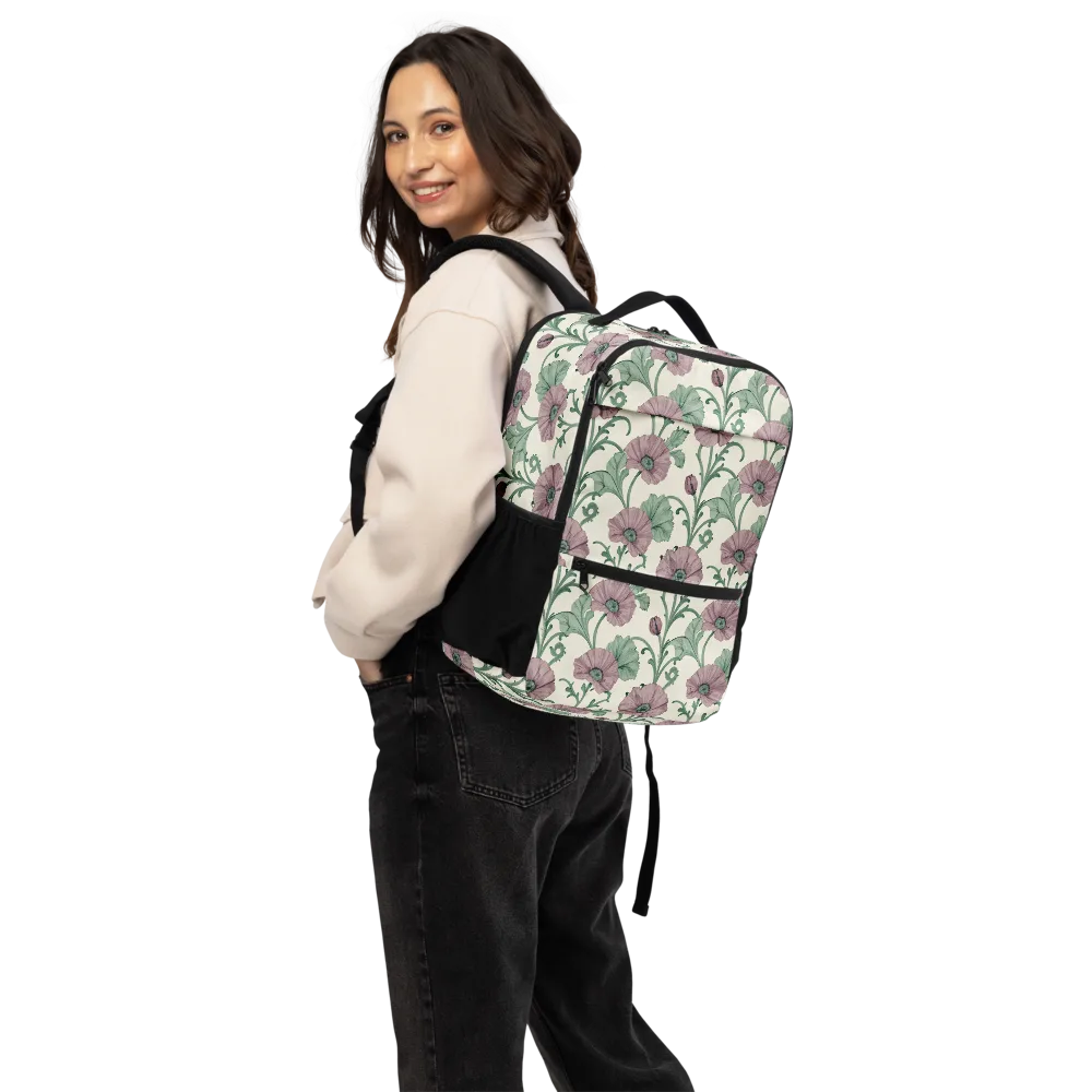 Mauve Poppy Reverie on Utility Backpack — Back