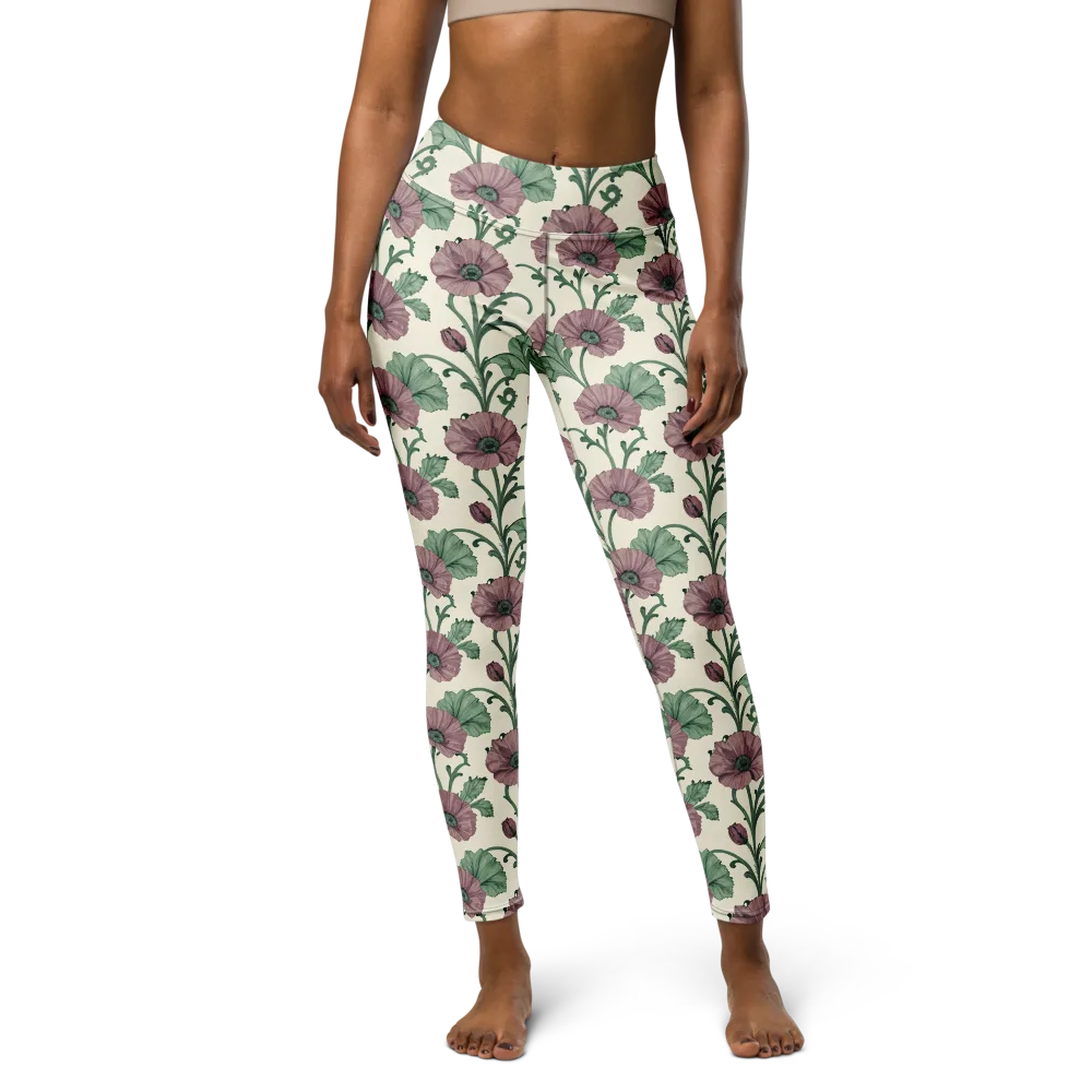 Mauve Poppy Reverie on Yoga Leggings — Front