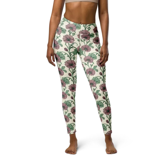 Mauve Poppy Reverie on a Yoga Leggings