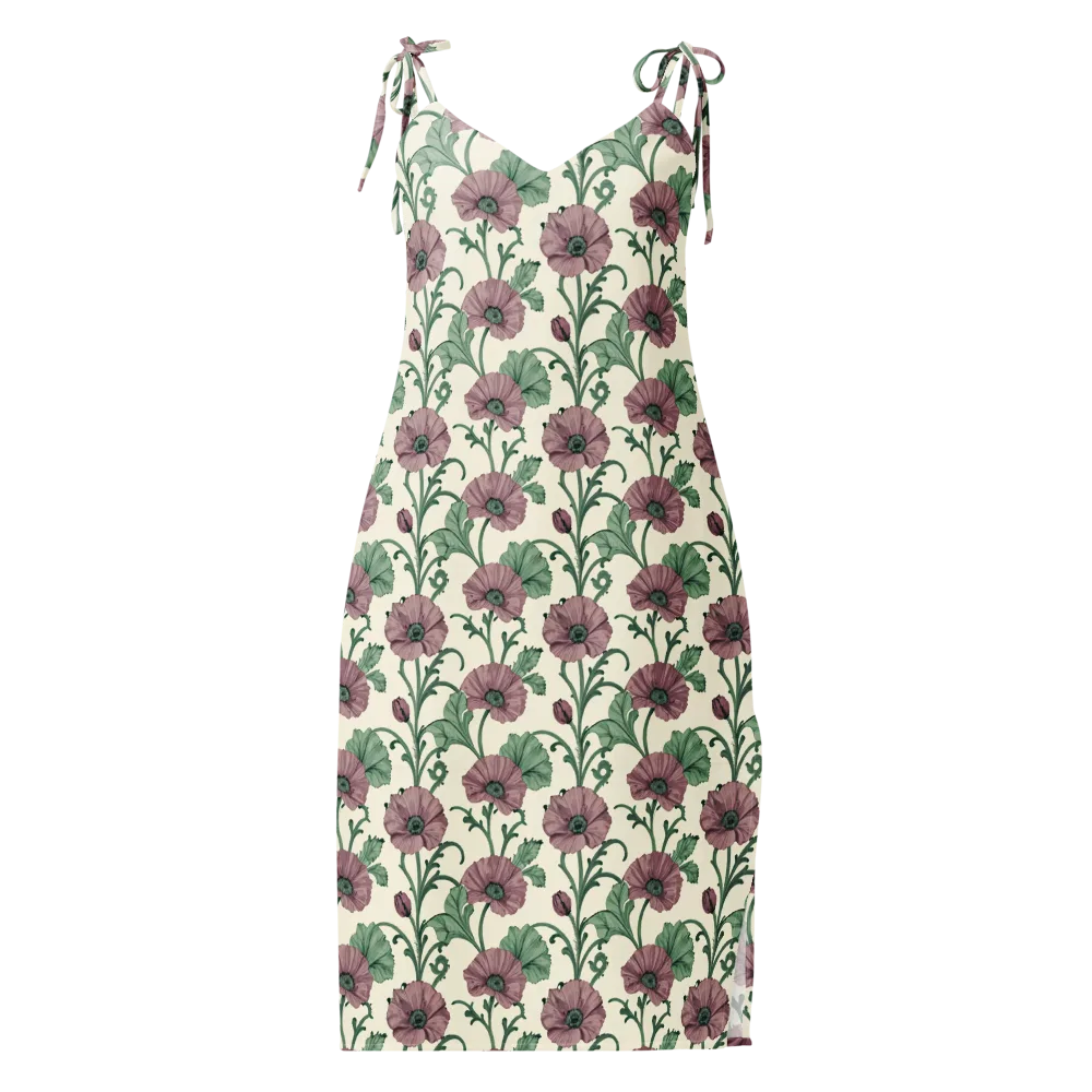 Mauve Poppy Reverie on Slip Dress — Front