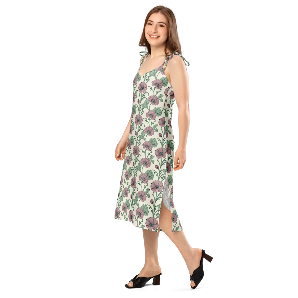 Mauve Poppy Reverie on Slip Dress — Left Front
