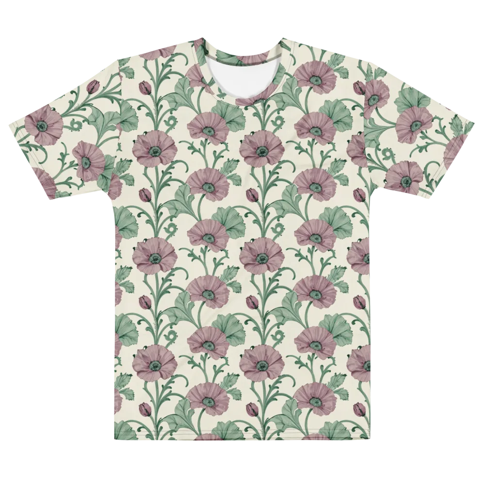 Mauve Poppy Reverie on Men's Cotton Crew Neck T-Shirt — Front