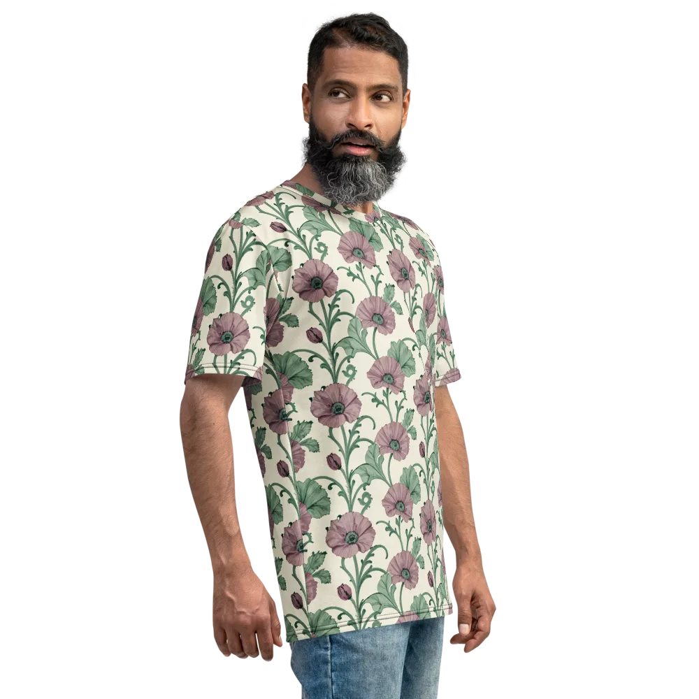 Mauve Poppy Reverie on Men's Crew Neck T-Shirt — Right