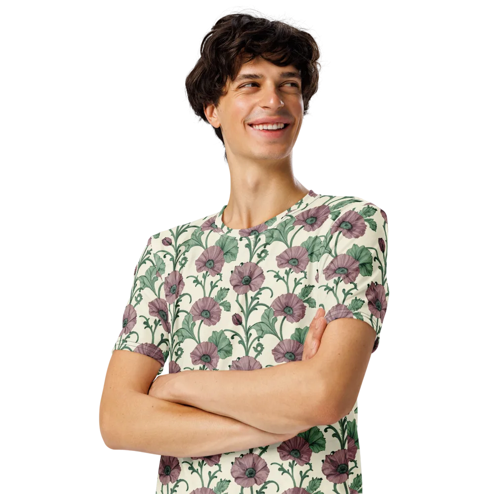 Mauve Poppy Reverie on Men's Crew Neck T-Shirt — Left Front