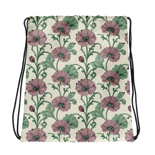 Mauve Poppy Reverie on a Drawstring Bag