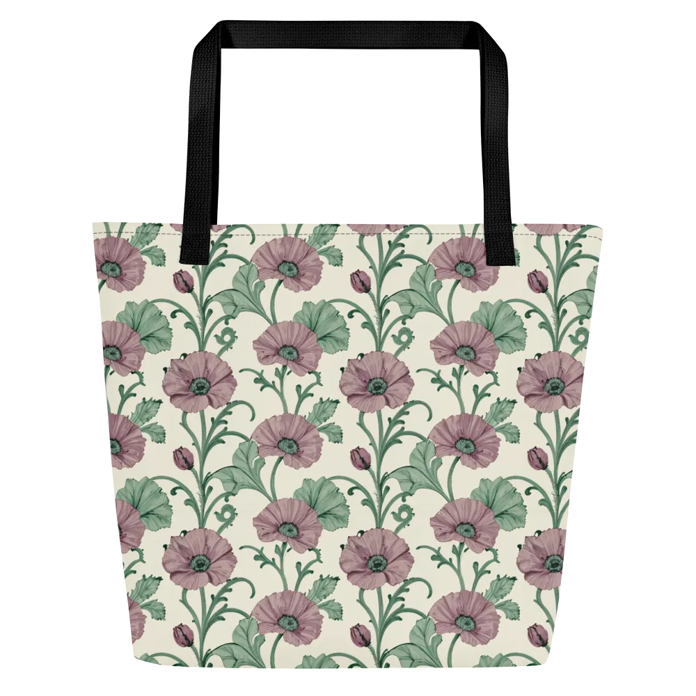 Mauve Poppy Reverie on Large Tote Bag W/ Pocket — Front