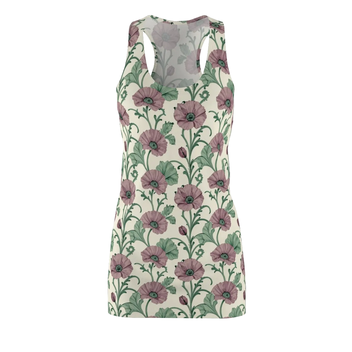 Mauve Poppy Reverie on Racerback Dress — Front