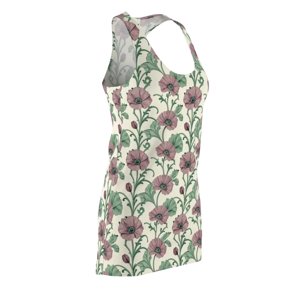 Mauve Poppy Reverie on Racerback Dress — Front Side