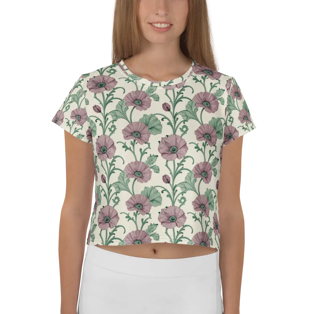 Mauve Poppy Reverie on Crop Tee — Front