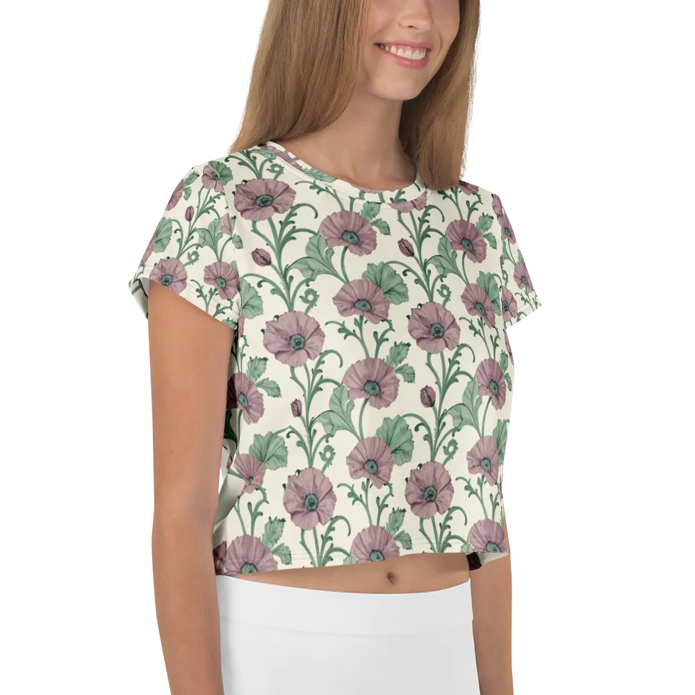 Mauve Poppy Reverie on Crop Tee — Right