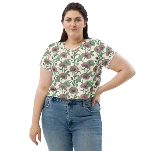 Mauve Poppy Reverie on a Crop Tee