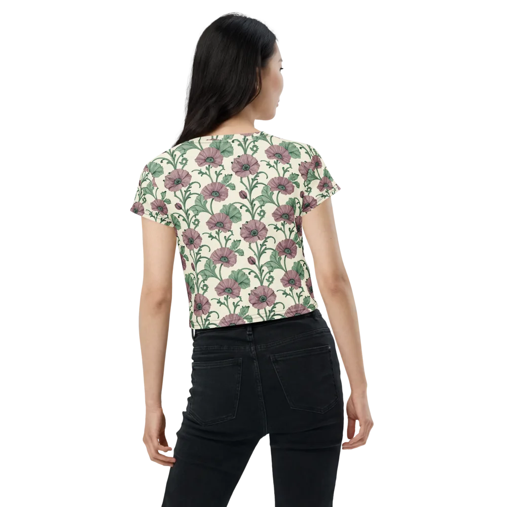 Mauve Poppy Reverie on Crop Tee — Back