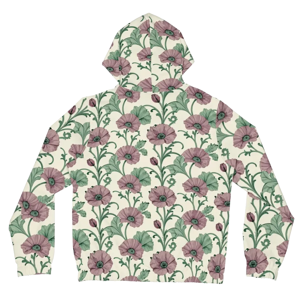 Mauve Poppy Reverie on Women's Full-Zip Hoodie — Back