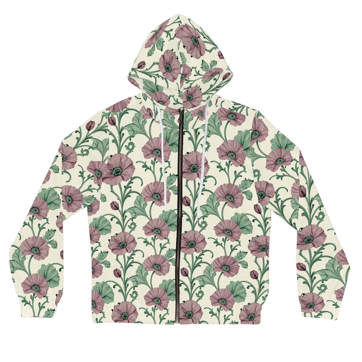 Mauve Poppy Reverie on Women's Full-Zip Hoodie — Front