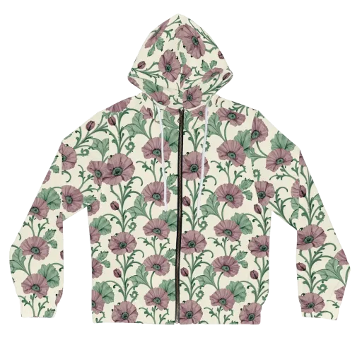 Mauve Poppy Reverie on a Women's Full-Zip Hoodie