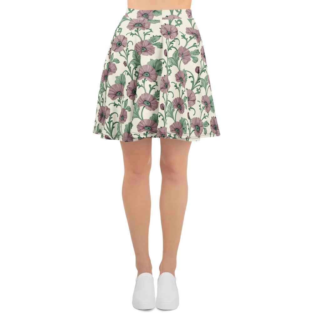 Mauve Poppy Reverie on Skater Skirt — Front