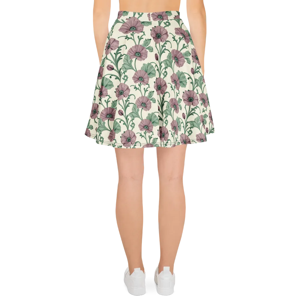 Mauve Poppy Reverie on Skater Skirt — Back