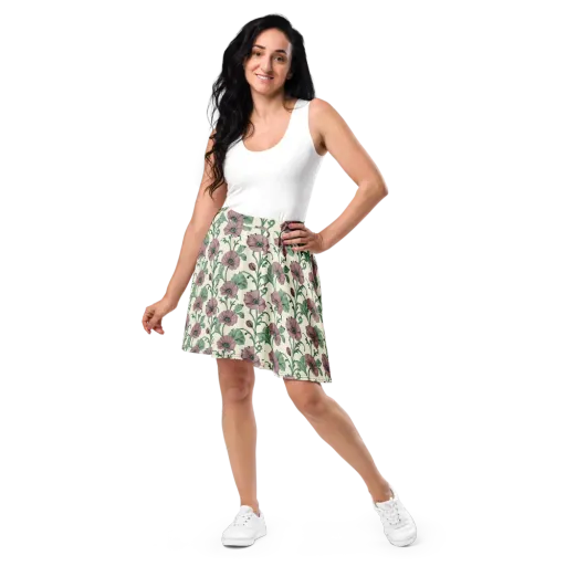 Mauve Poppy Reverie on a Skater Skirt