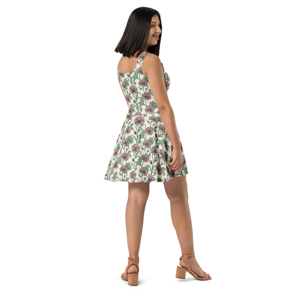 Mauve Poppy Reverie on Skater Dress — Right