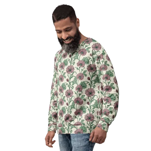 Mauve Poppy Reverie on a Sweatshirt
