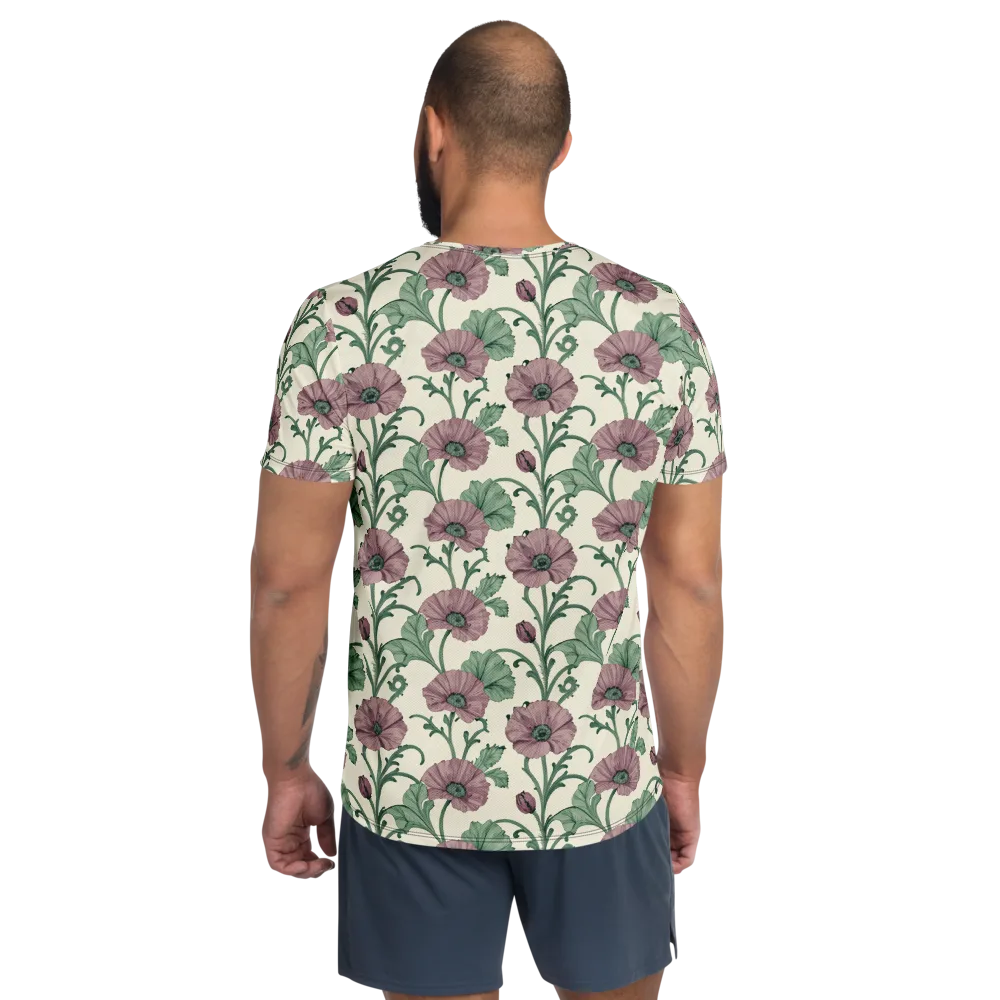 Mauve Poppy Reverie on Men's Athletic T-Shirt — Back