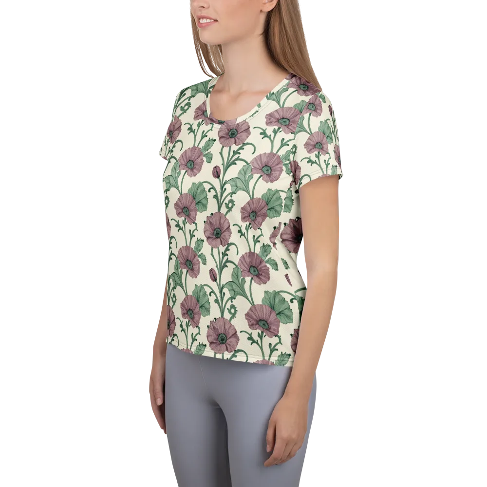 Mauve Poppy Reverie on Women's Athletic T-Shirt — Left