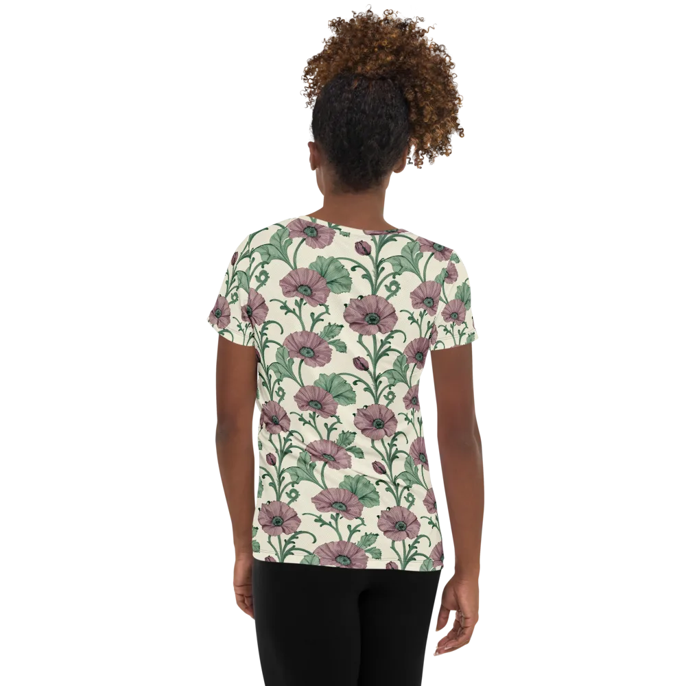 Mauve Poppy Reverie on Women's Athletic T-Shirt — Back