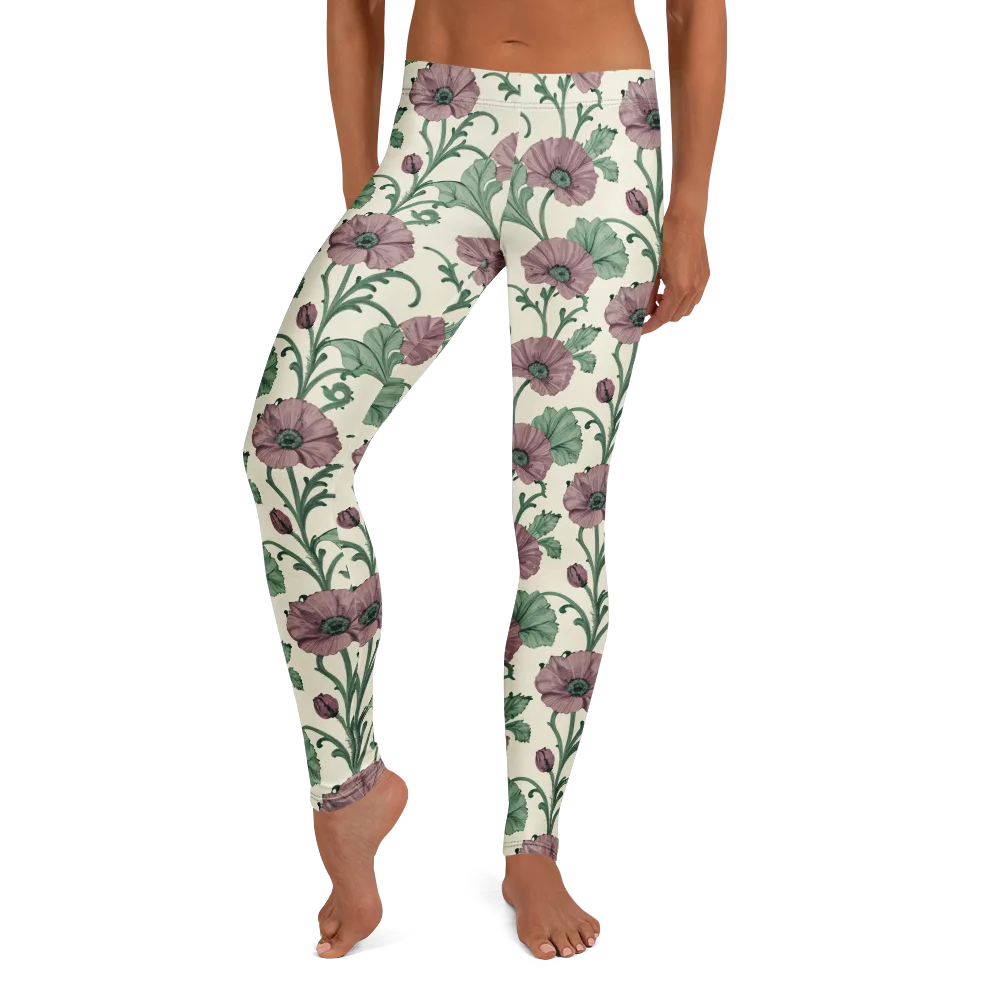 Mauve Poppy Reverie on Leggings — Front