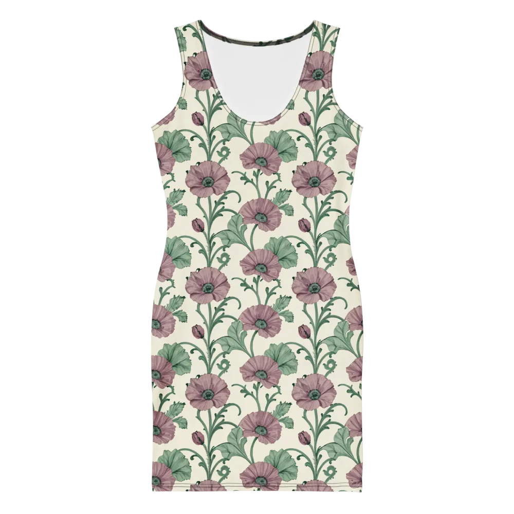 Mauve Poppy Reverie on Bodycon Dress — Front