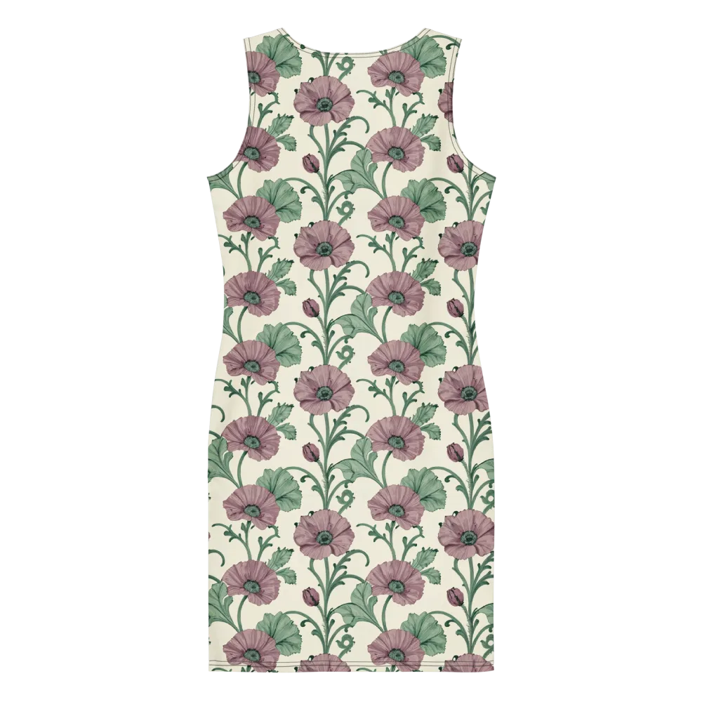 Mauve Poppy Reverie on Bodycon Dress — Back