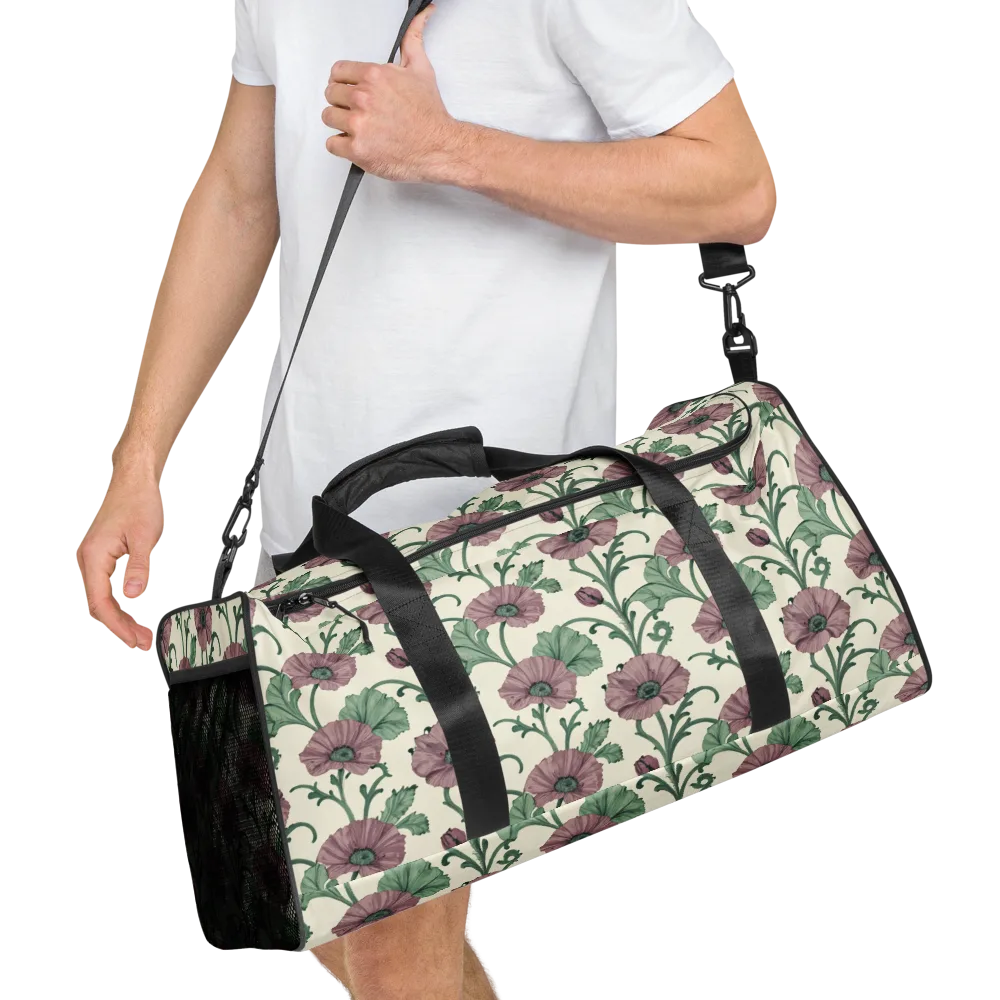 Mauve Poppy Reverie on Duffle Bag — Right Front