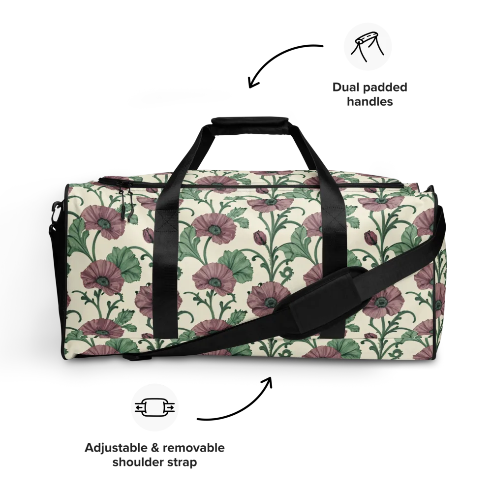 Mauve Poppy Reverie on Duffle Bag — Front