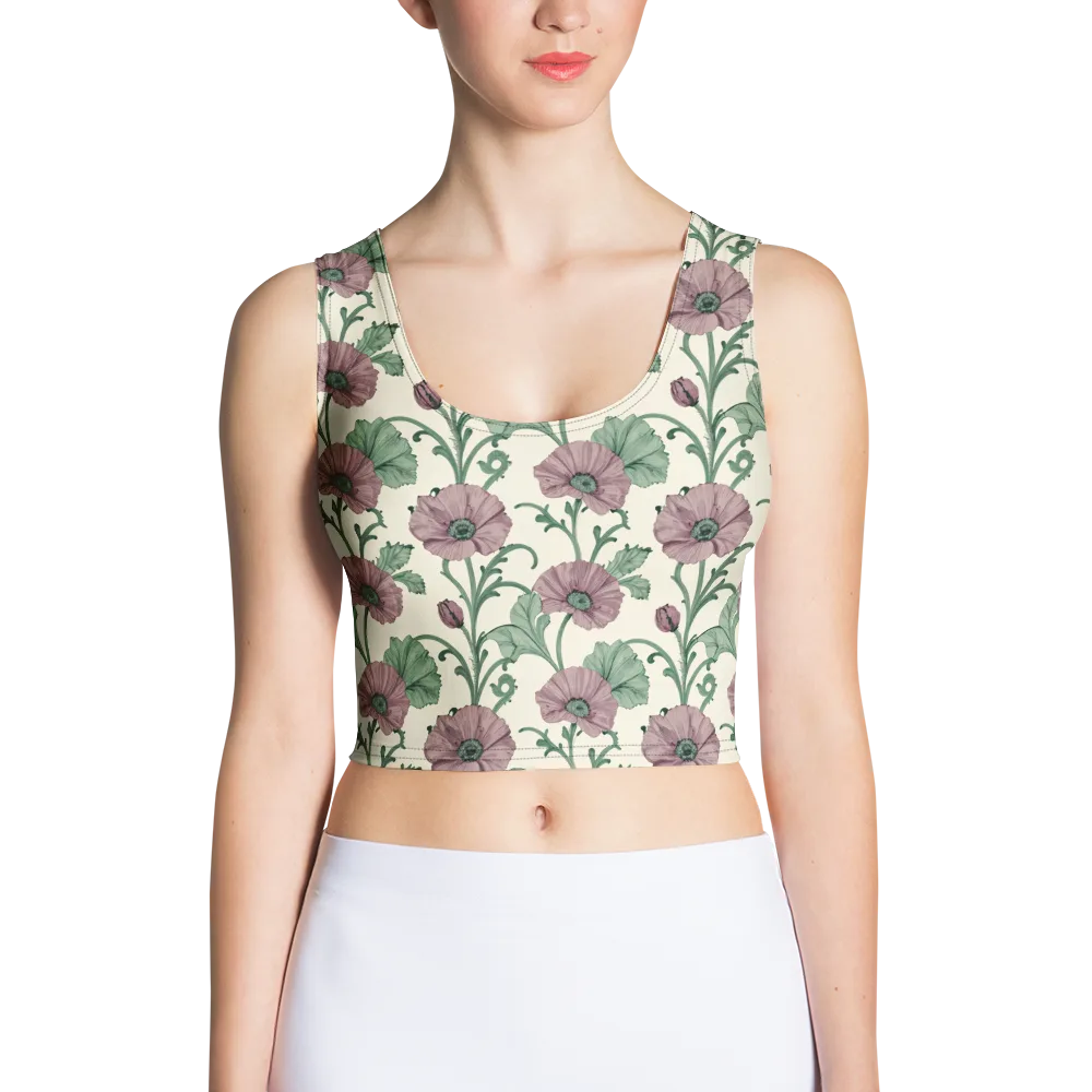 Mauve Poppy Reverie on Crop Top — Front
