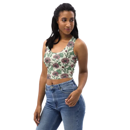 Mauve Poppy Reverie on a Crop Top