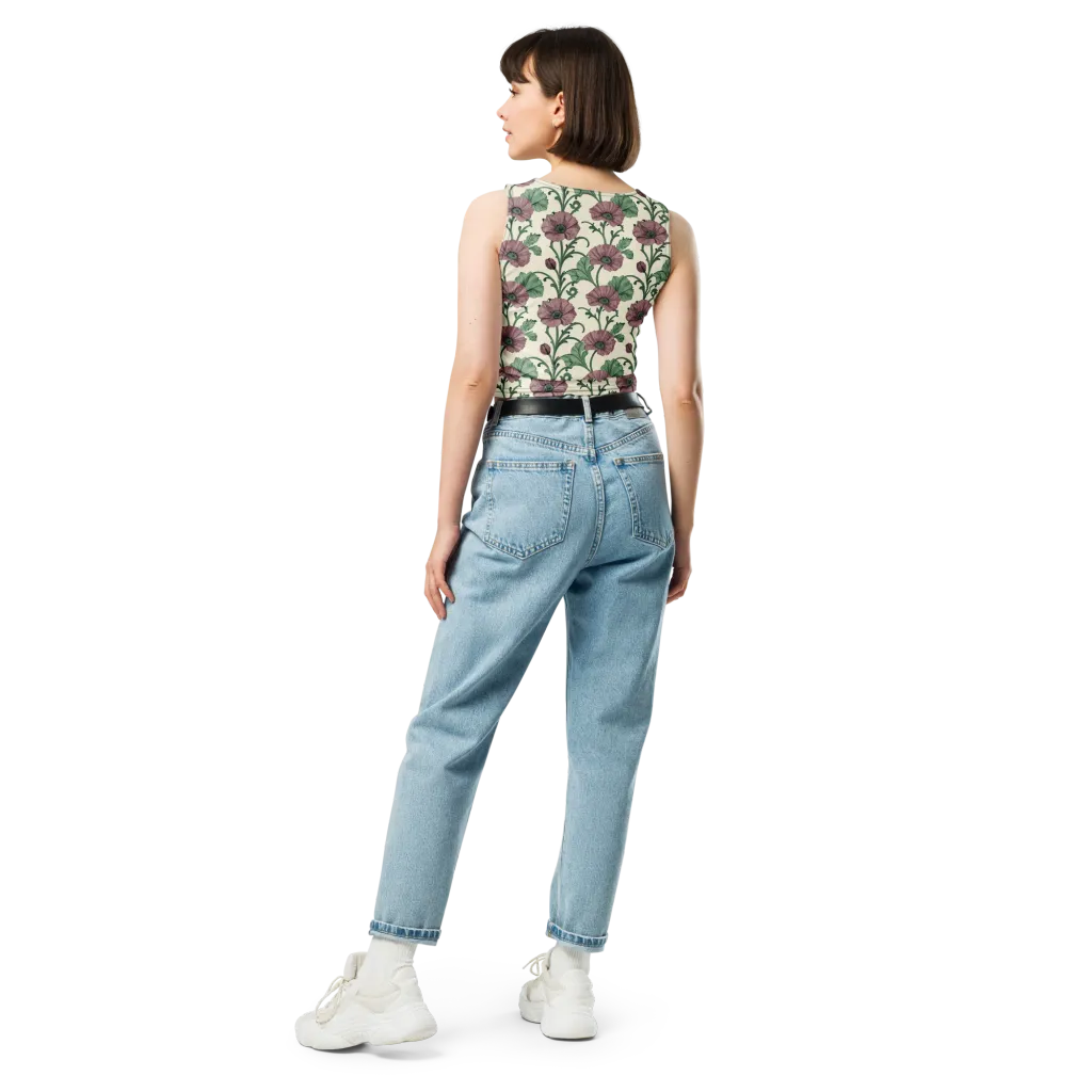 Mauve Poppy Reverie on Crop Top — Back