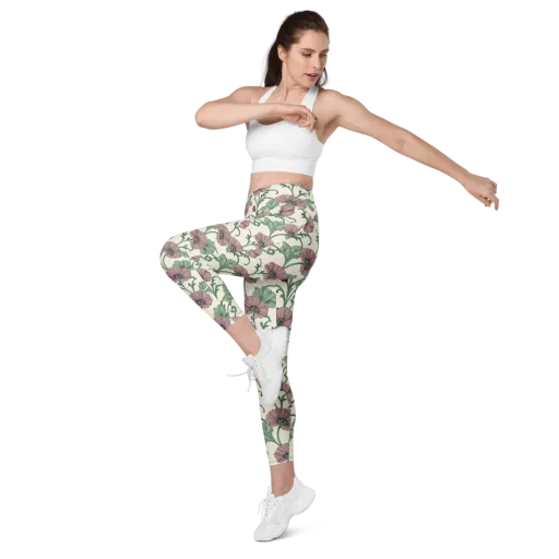 Mauve Poppy Reverie on a Leggings with Pockets