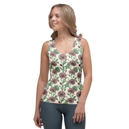 Mauve Poppy Reverie on a Women's Tank Top