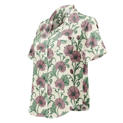 Mauve Poppy Reverie on a Women's Short Sleeve Pajama Top
