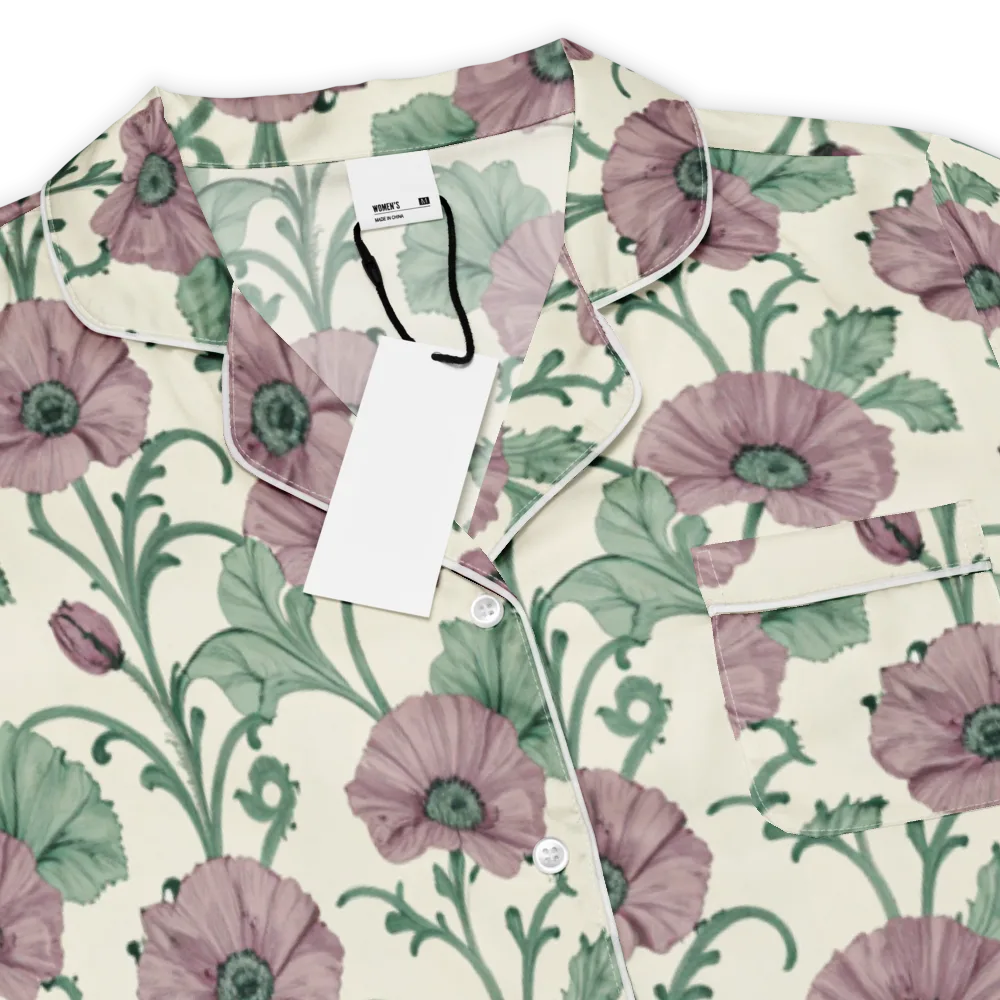 Mauve Poppy Reverie on Women's Short Sleeve Pajama Top — Product details