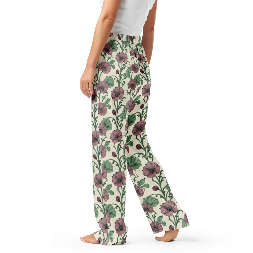 Mauve Poppy Reverie on Women's Pajama Pants — Left