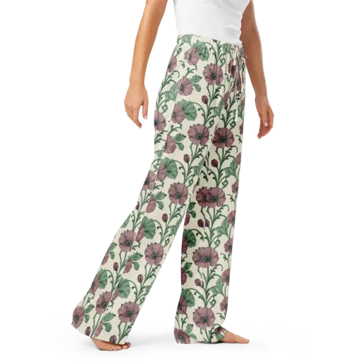 Mauve Poppy Reverie on a Women's Pajama Pants