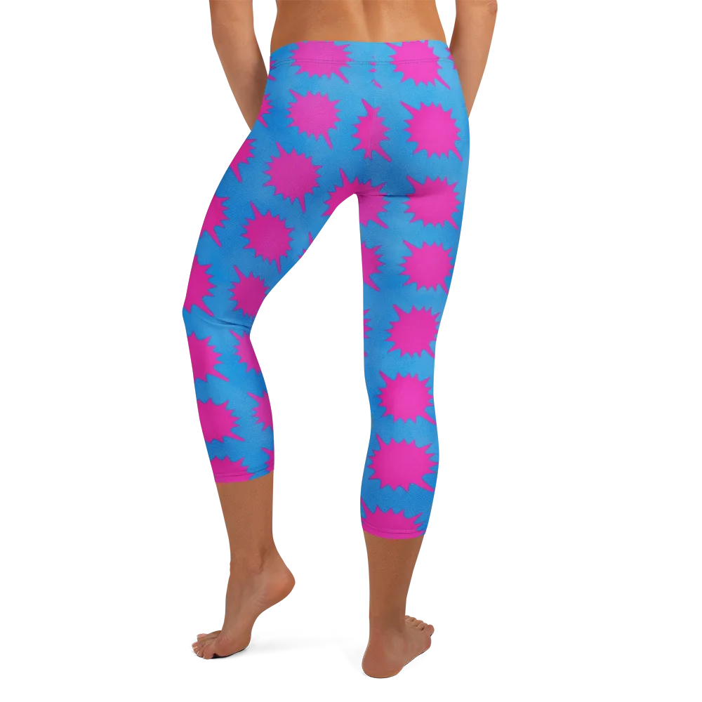 Neon Comet on Capri Leggings — Back
