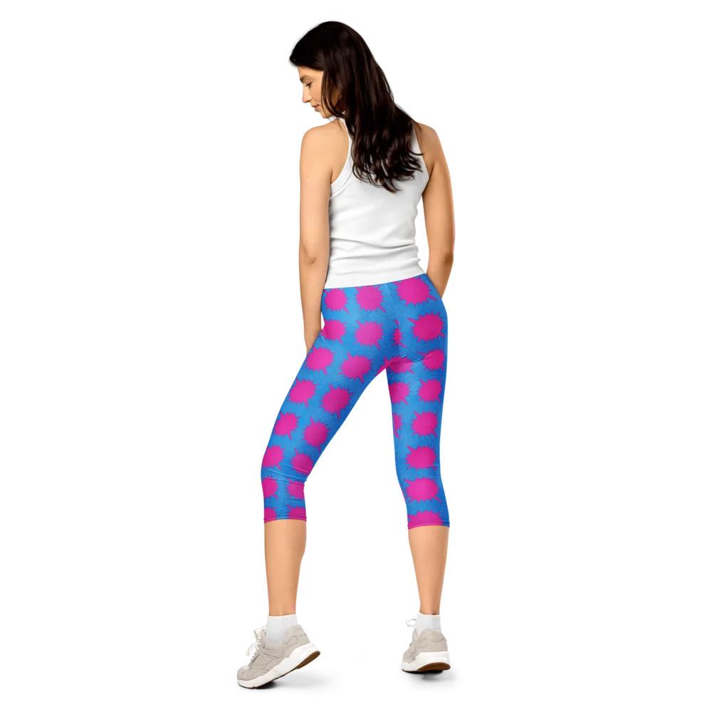 Neon Comet on Capri Leggings — Back