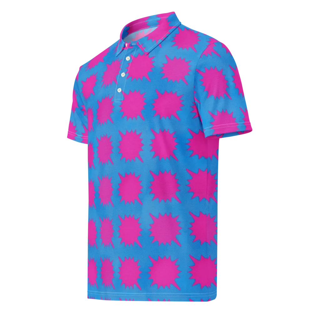 Neon Comet on Men's Slim Fit Polo Shirt — Left Front