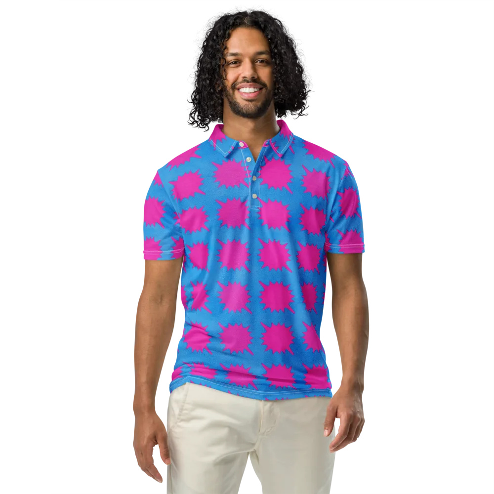 Neon Comet on Men's Slim Fit Polo Shirt — Front
