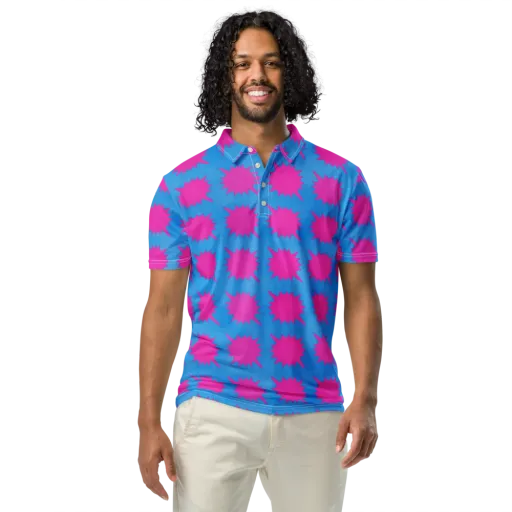 Neon Comet on a Men's Slim Fit Polo Shirt