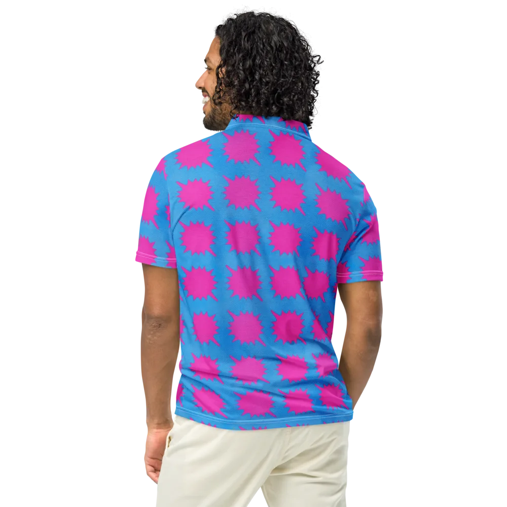 Neon Comet on Men's Slim Fit Polo Shirt — Back